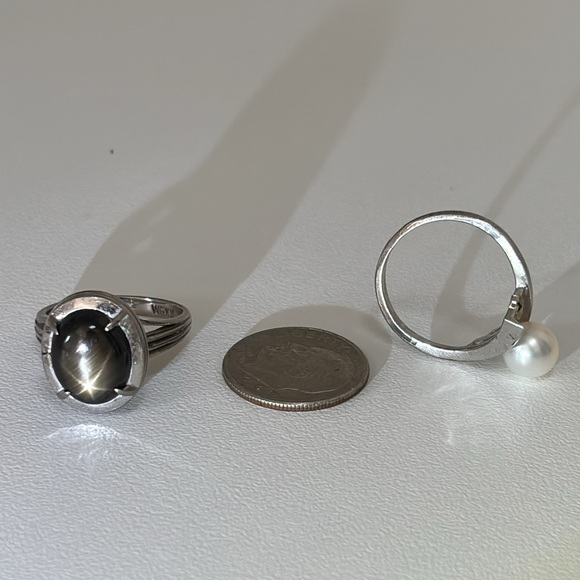 Vintage Platinum Genuine Black Star Sapphire Ring - Picture 12 of 13